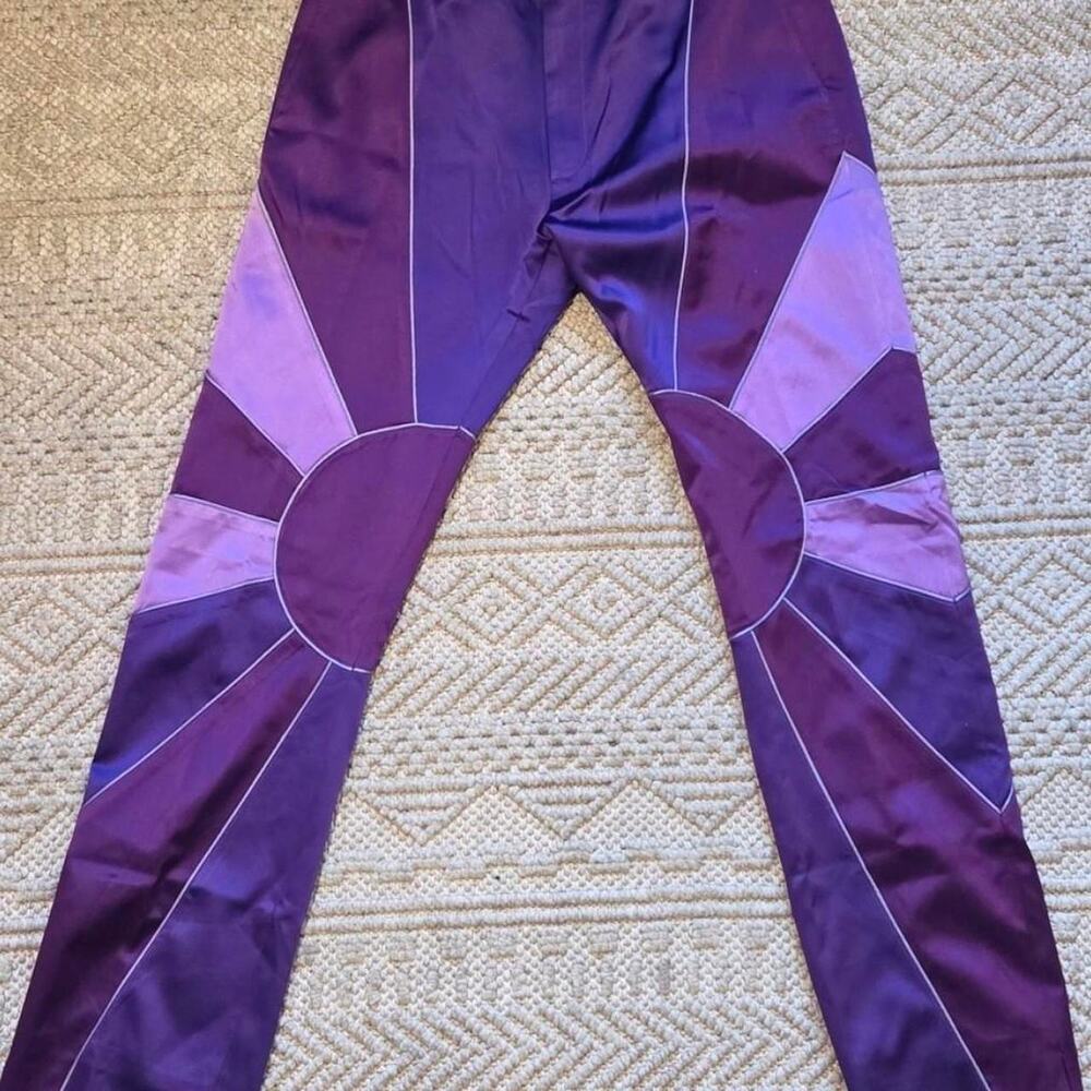 Nahmias Purple Silk Pants Size 36 NWOT